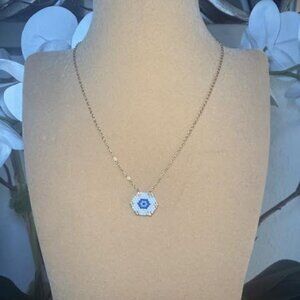Stainless Steel Lightweight Hexagon Evil Eye Necklace – Made in Greece